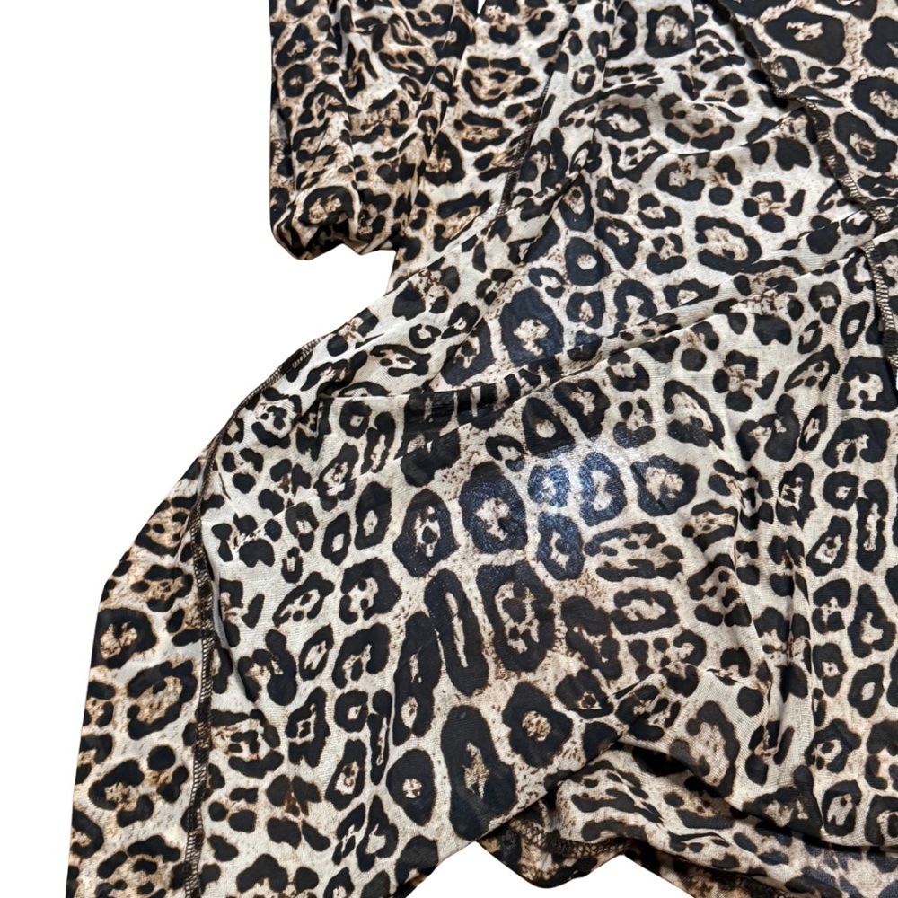 Mob Wife Leopard Print Open Front Duster Western Core Sheer Long Cardigan - Picture 5 of 7
